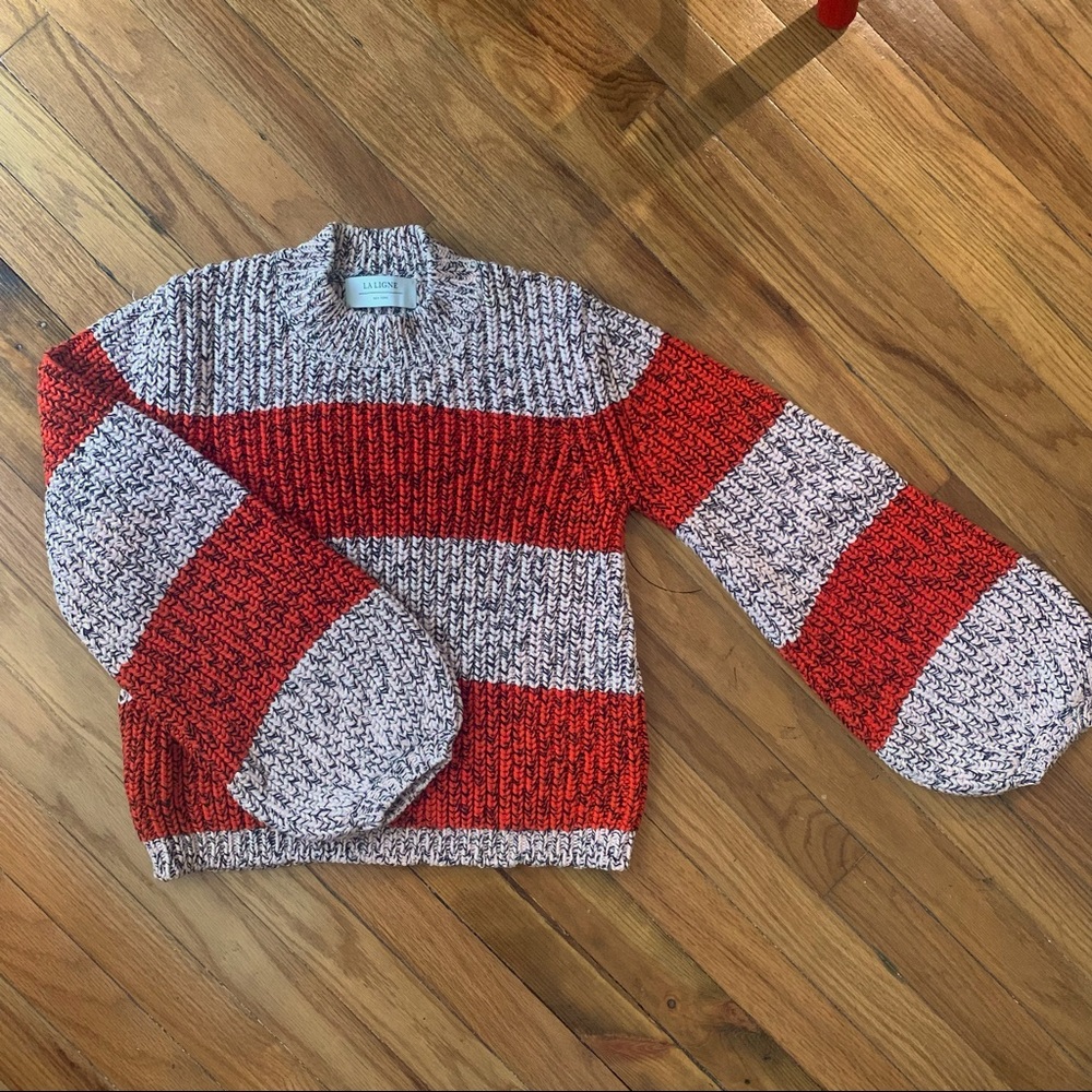 La Ligne Pink Melange Stripe Sweater